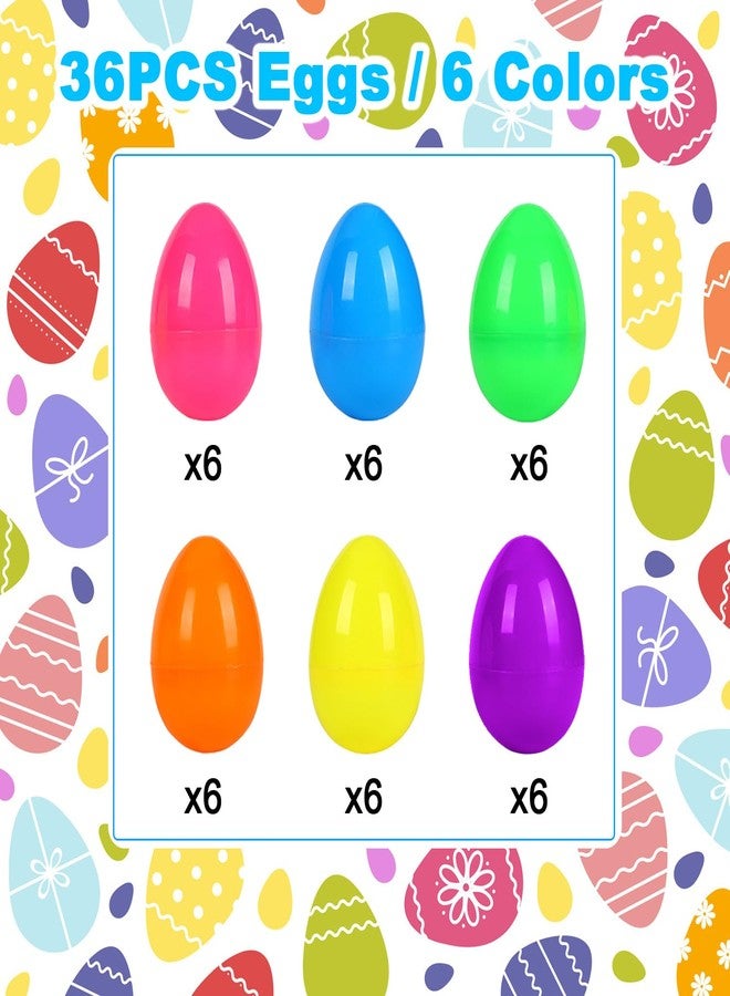JIALWEN 36 PCS 3.35" Fillable Plastic Easter Eggs 6 Styles Bright Colors Empty Easter Eggs for Easter Basket Stuffers Surprise Eggs Easter Hunt Theme Party Favors Classroom Prize Supplies - Image 3